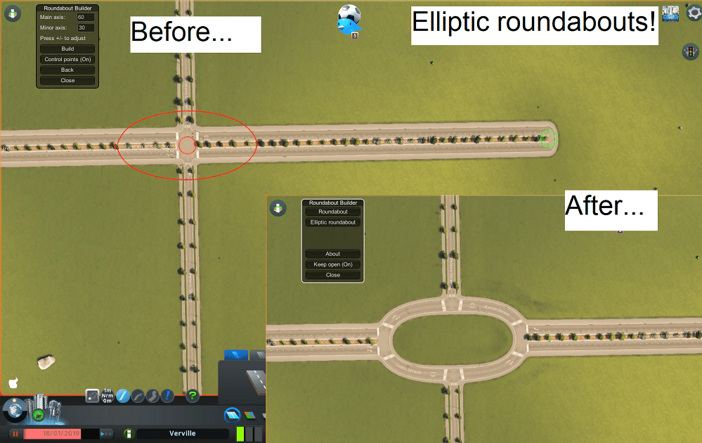 Мод Roundabout Builder - кольцевые развязки для Cities Skylines