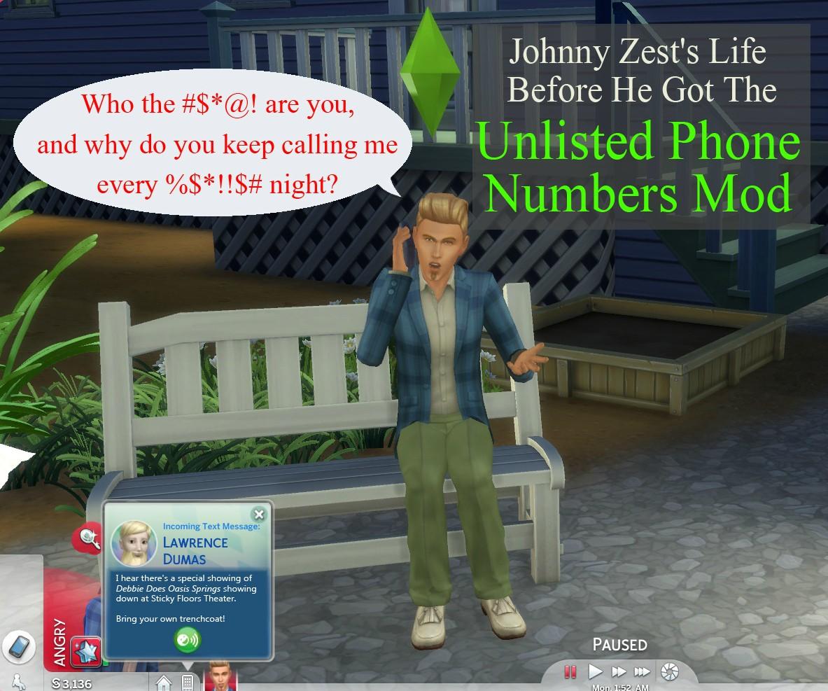 Мод Unlisted Phone Numbers для Sims 4